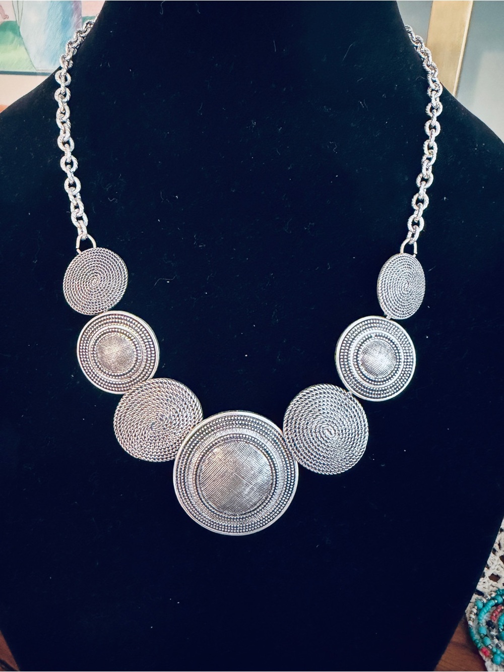 Silver Disc Statement Necklace - Women Jewelry